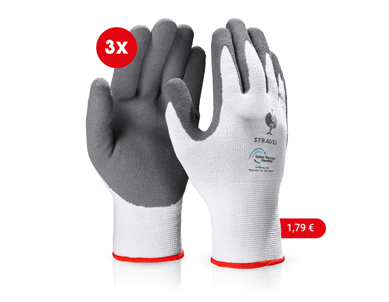 Hauptansicht, Handschuhe, e.s. Nitrilschaum-Handschuhe recycled, 3 Paar, anthrazit/weiß