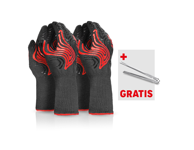 Hauptansicht, Aktions-Sets, 2x Hitze-Handschuhe Heat-Expert + Grillzange