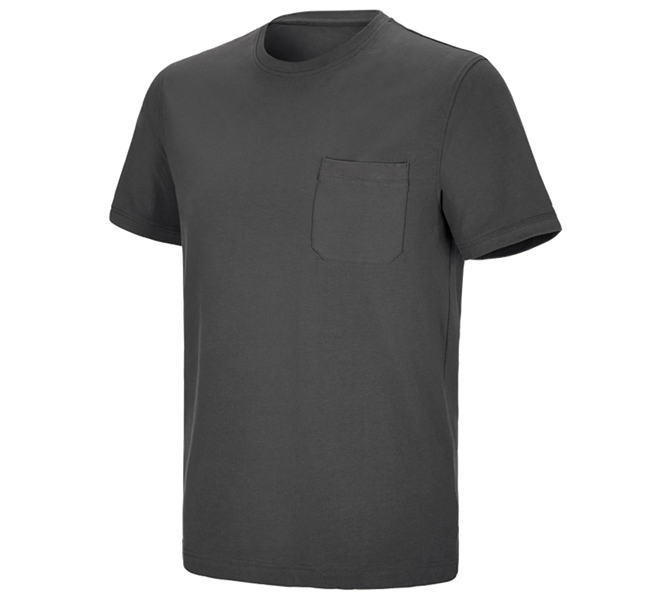 Hauptansicht, T-Shirts, e.s. T-Shirt cotton stretch Pocket, anthrazit