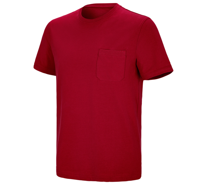 Hauptansicht, Herren, e.s. T-Shirt cotton stretch Pocket, feuerrot