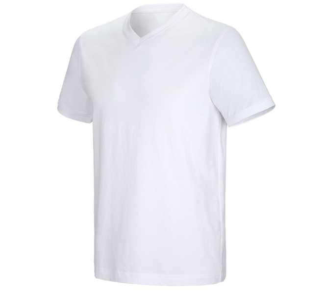 Hauptansicht, T-Shirts, e.s. T-Shirt cotton stretch V-Neck, weiß