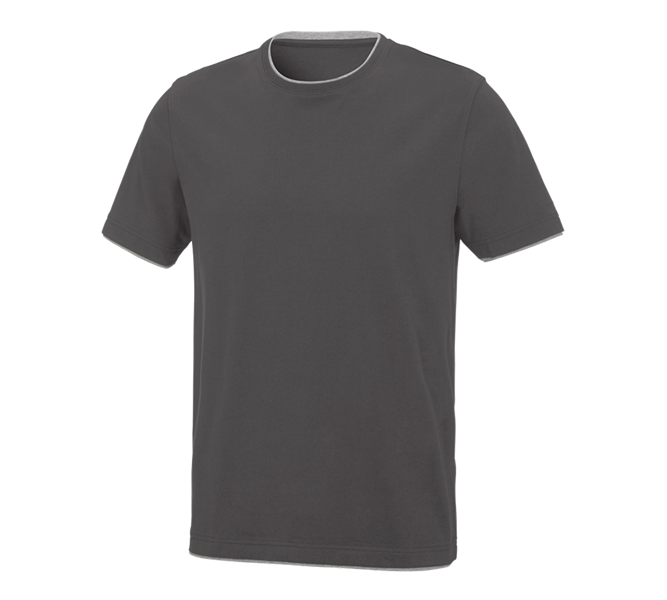 Hauptansicht, T-Shirts, e.s. T-Shirt cotton stretch Layer, anthrazit/platin
