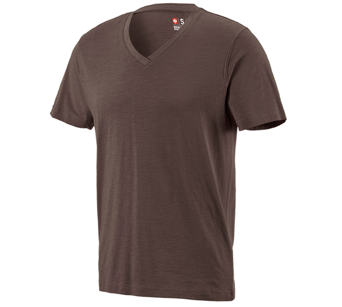 Hauptansicht, Gastro, e.s. T-Shirt cotton slub V-Neck, kastanie