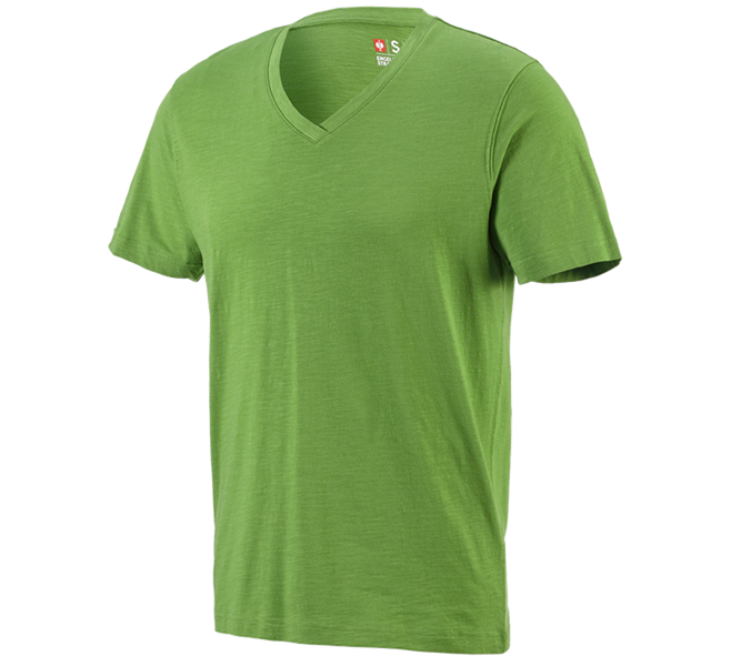 Hauptansicht, T-Shirts, e.s. T-Shirt cotton slub V-Neck, seegrün