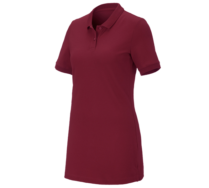 Hauptansicht, Basics, e.s. Piqué-Polo cotton stretch, Damen, long fit, bordeaux
