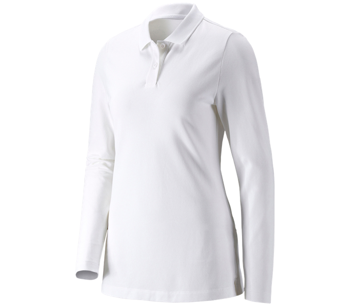 Hauptansicht, Basics, e.s. Piqué-Polo Longsleeve cotton stretch,Damen, weiß