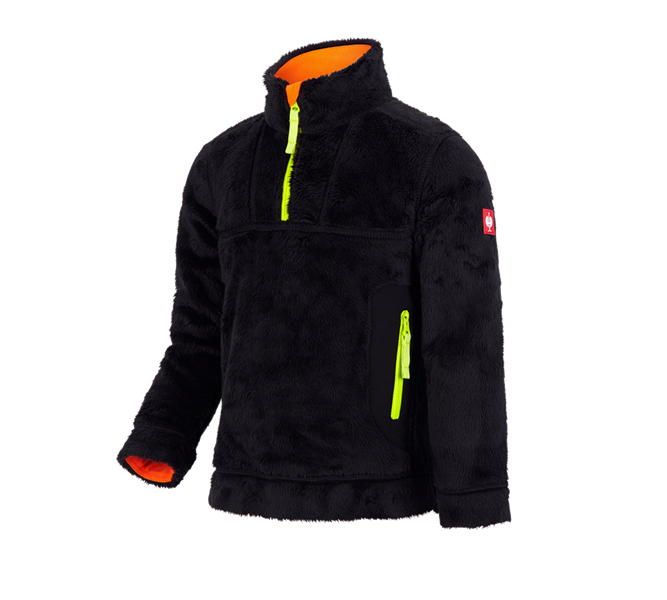 Hauptansicht, Shirts & Co., Troyer Highloft e.s.motion 2020, Kinder, schwarz/warngelb/warnorange