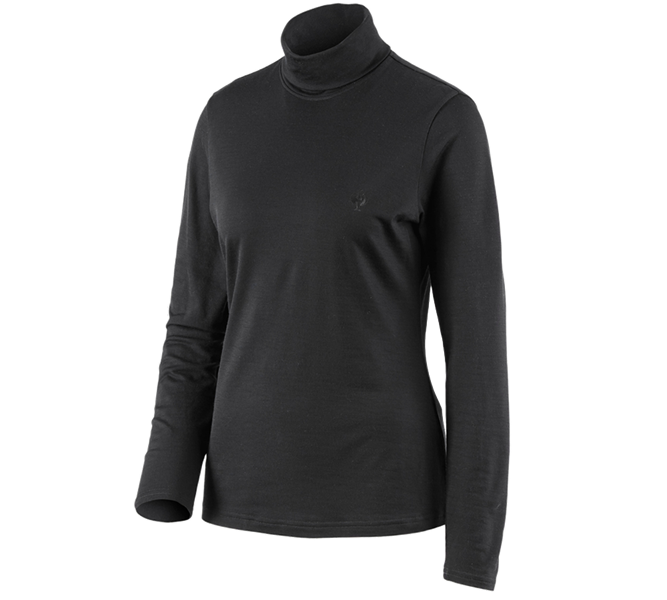 Hauptansicht, Bekleidung, Rollkragenshirt Merino e.s.trail, Damen, schwarz