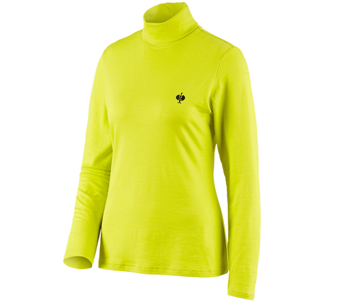 Hauptansicht, e.s.trail, Rollkragenshirt Merino e.s.trail, Damen, acidgelb/schwarz