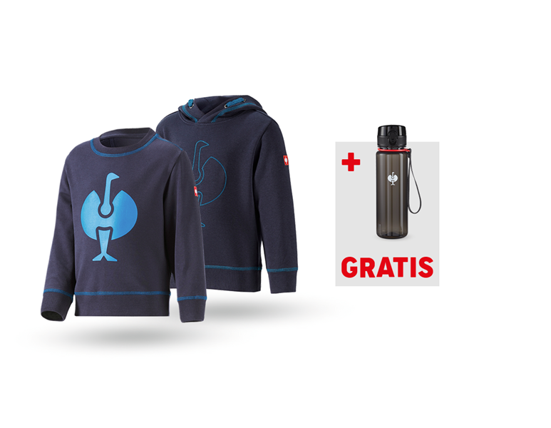 Hauptansicht, Große Geschenke, SET: Hoody + Sweatshirt e.s.motion 2020, Kinder, dunkelblau/atoll