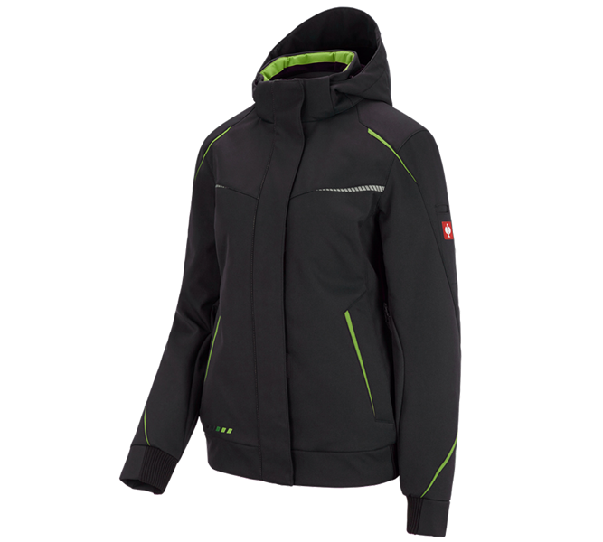 Hauptansicht, Neuheiten, Winter Softshelljacke e.s.motion 2020, Damen, schwarz/seegrün