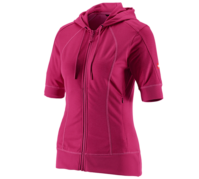 Hauptansicht, Fleecejacken | Strickjacken, e.s. Funktions Kapuzenjacke stripe 3/4 Arm, Damen, beere