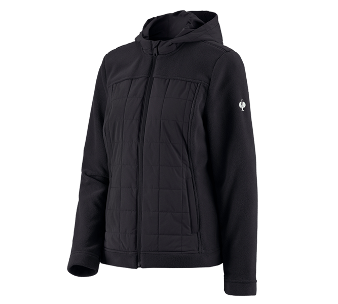 Hauptansicht, Hybridjacken, Hybrid Kapuzenfleecejacke e.s.concrete, Damen, schwarz
