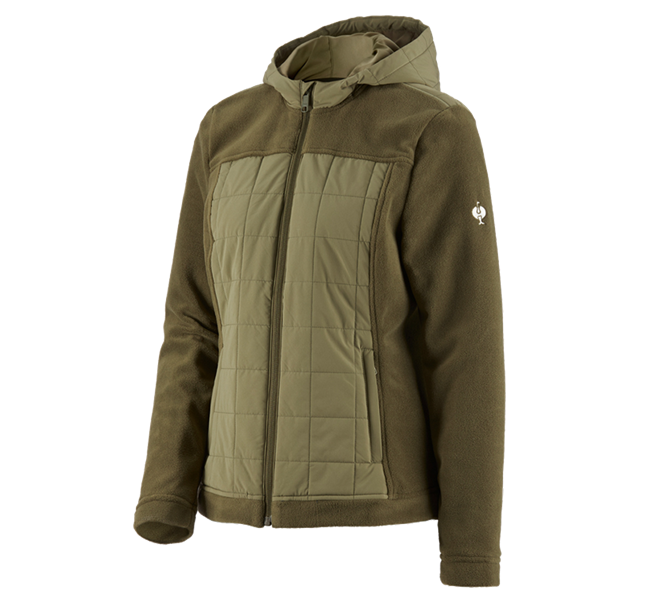 Hauptansicht, e.s.concrete, Hybrid Kapuzenfleecejacke e.s.concrete, Damen, schlammgrün/stipagrün