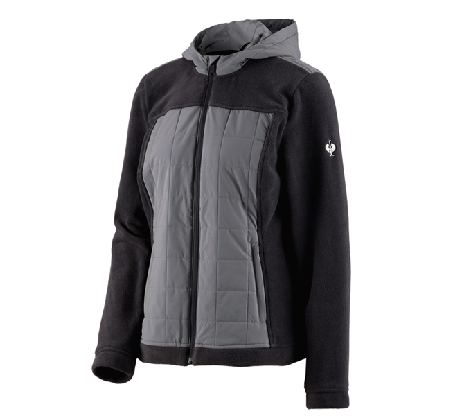 Hauptansicht, SALE, Hybrid Kapuzenfleecejacke e.s.concrete, Damen, schwarz/basaltgrau