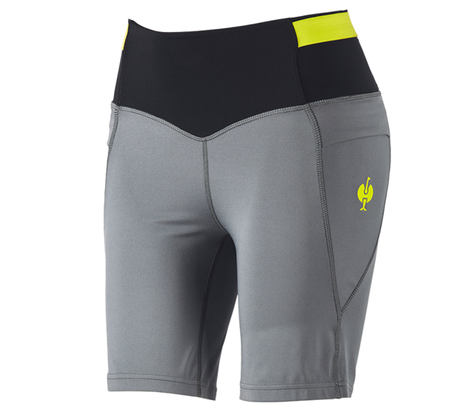 Hauptansicht, e.s.trail, Race Tights Short e.s.trail, Damen, basaltgrau/acidgelb