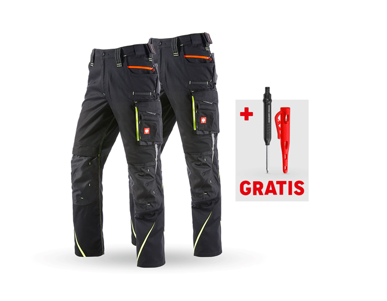Hauptansicht, Neuheiten, SET: 2x Bundhose e.s.motion 2020, schwarz/warngelb/warnorange