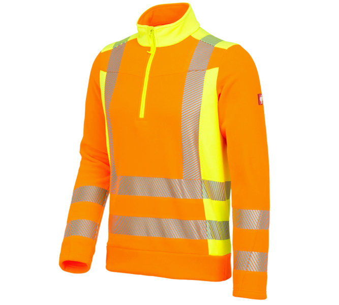 Hauptansicht, Shirts & Co., Warnschutz Fleece Troyer e.s.motion 2020, warnorange/warngelb