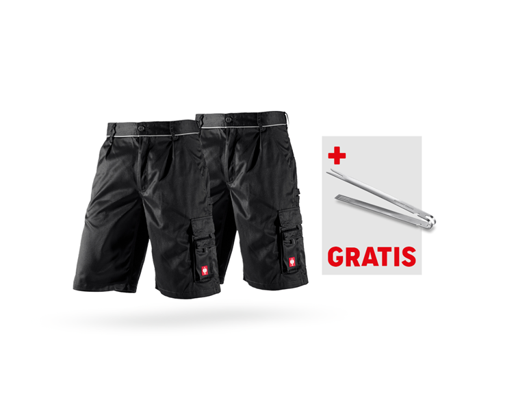 Hauptansicht, Aktions-Sets, SET: 2x Short e.s.image + GRATIS Grillzange, schwarz