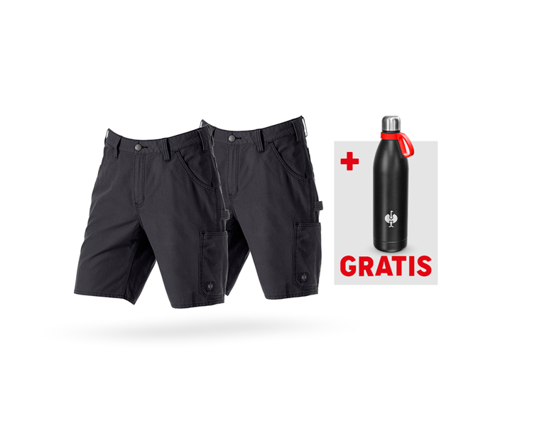 Hauptansicht, Aktions-Sets, SET: 2x Short e.s.iconic + GRATIS Thermoflasche, schwarz