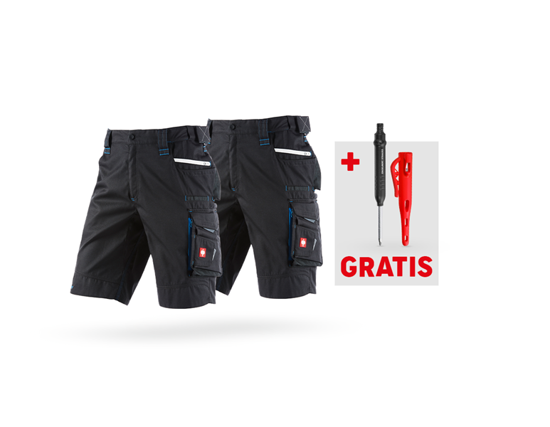 Hauptansicht, Bekleidung, 2x Shorts e.s. motion 2020 + GRATIS Tieflochmarker, graphit/enzianblau