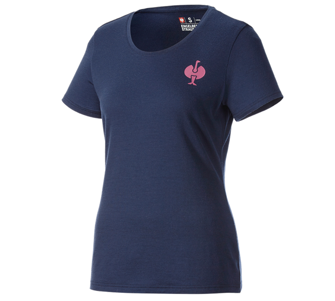 Hauptansicht, Damen, T-Shirt Merino e.s.trail, Damen, tiefblau/tarapink