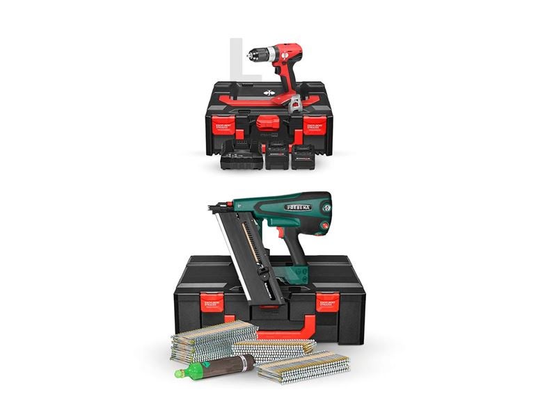 Hauptansicht, Werkzeuge, 18,0 V Akku-Hybrid Nagler+Schrauber Set
