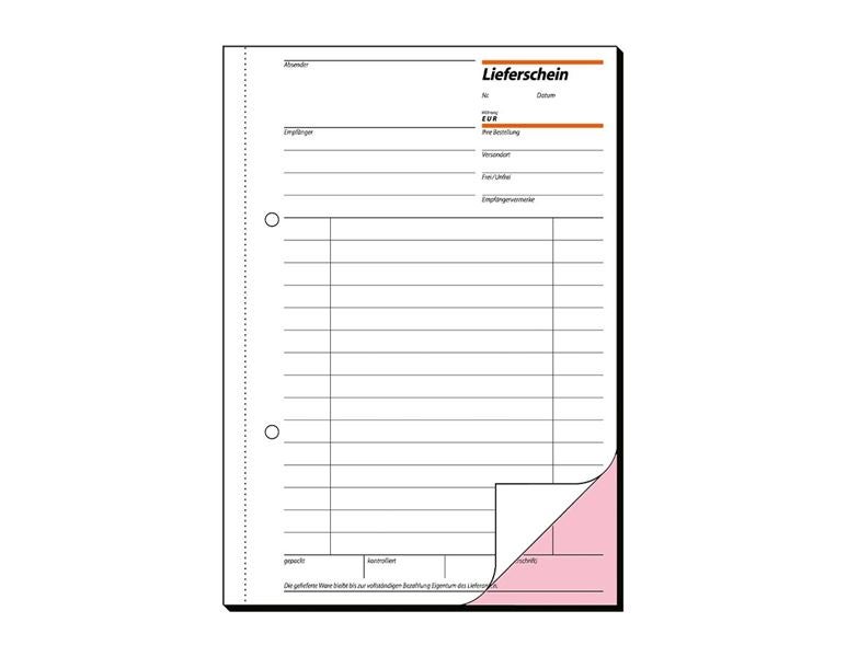 Hauptansicht, Betriebsbedarf, Sigel Formularbücher Lieferschein