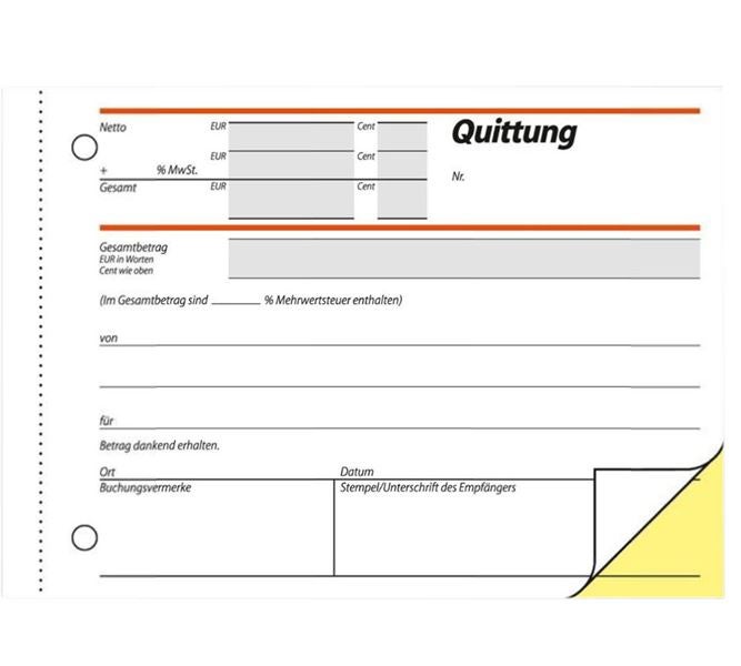 Hauptansicht, Formularbücher, Sigel Formularbücher Quittung