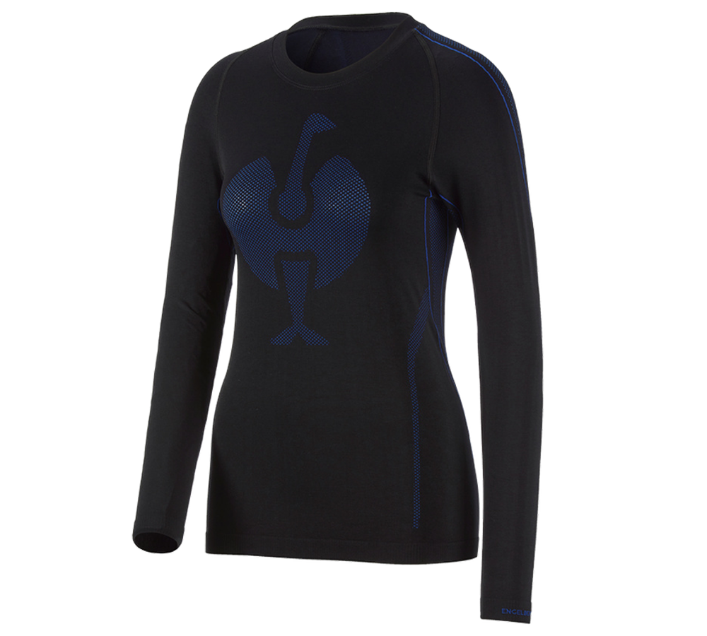 Funktionsunterwäsche: e.s. Funktions-Longsleeve seamless - warm, Damen + schwarz/enzianblau