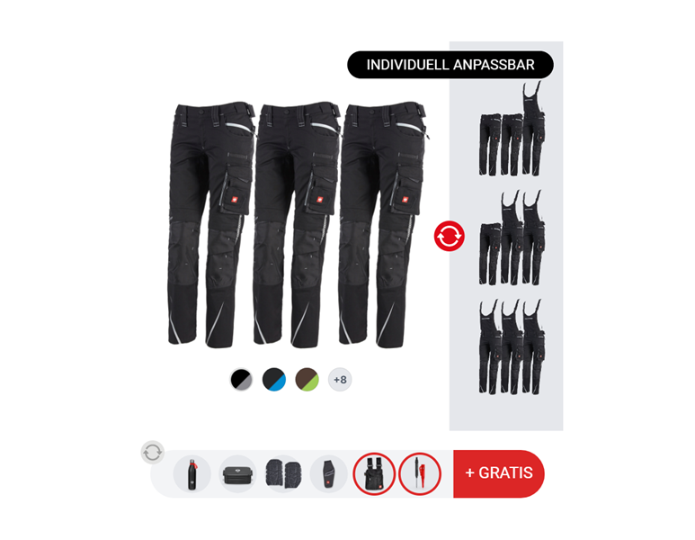 DAMEN-SET: 3x Hosen e.s.motion 2020 + 2x Zugaben