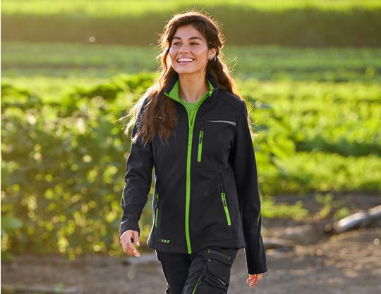 Ansicht 2, Softshell­jacke e.s.​motion 2020, Damen, schwarz/seegrün