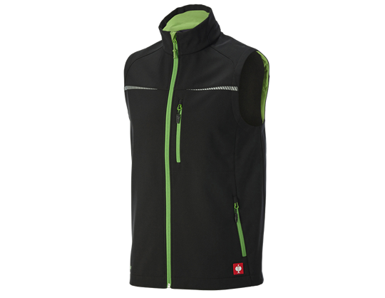 Hauptansicht, Softshell­ Weste e.s.​motion 2020, schwarz/seegrün