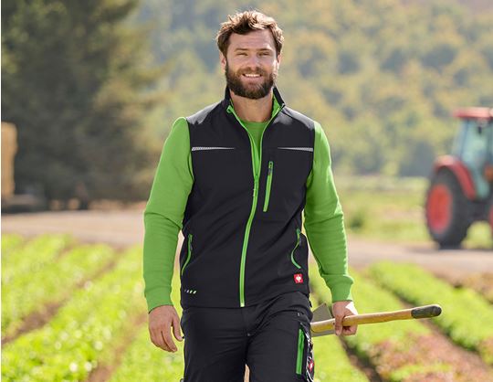 Ansicht 1, Softshell­ Weste e.s.​motion 2020, schwarz/seegrün