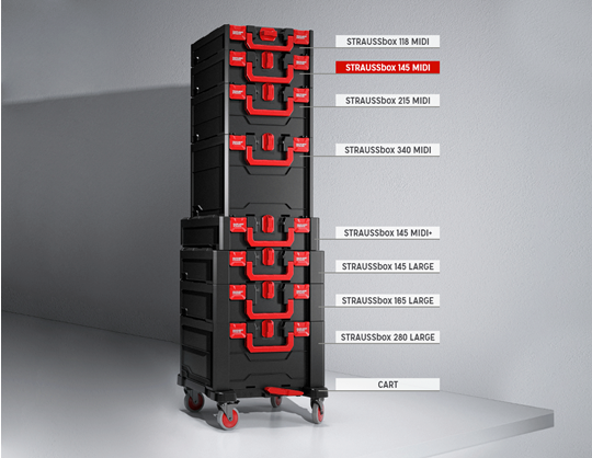 Ansicht 1, STRAUSSbox 145 midi, schwarz/rot