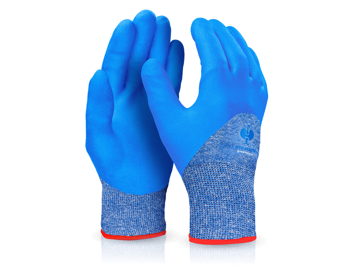 Beschichtet: e.s. Nitril-Handschuhe evertouch winter + blau/dunkelblau-melange