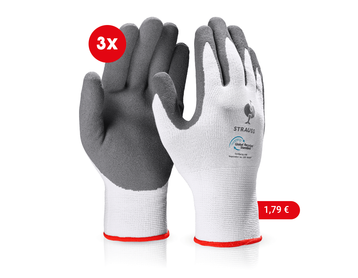Arbeitsschutz: e.s. Nitrilschaum-Handschuhe recycled, 3 Paar + anthrazit/weiß