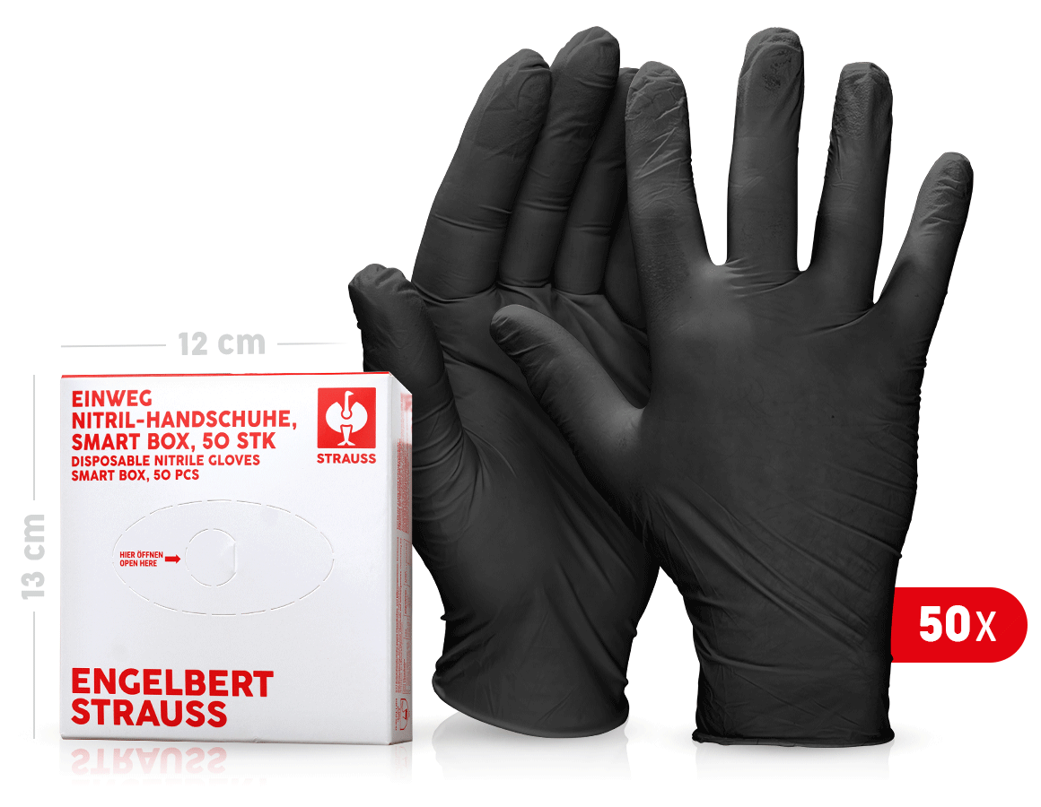 Angebote des Monats: Einweg Nitril-Handschuhe, puderfrei, smart box + schwarz