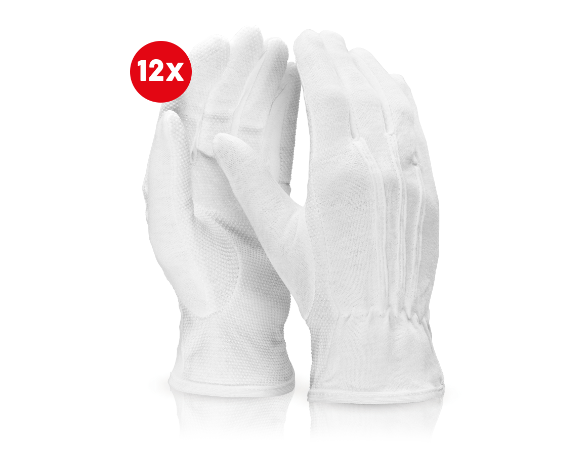 Beschichtet: PVC-Trikot-Handschuhe Grip, 12er Pack + weiß