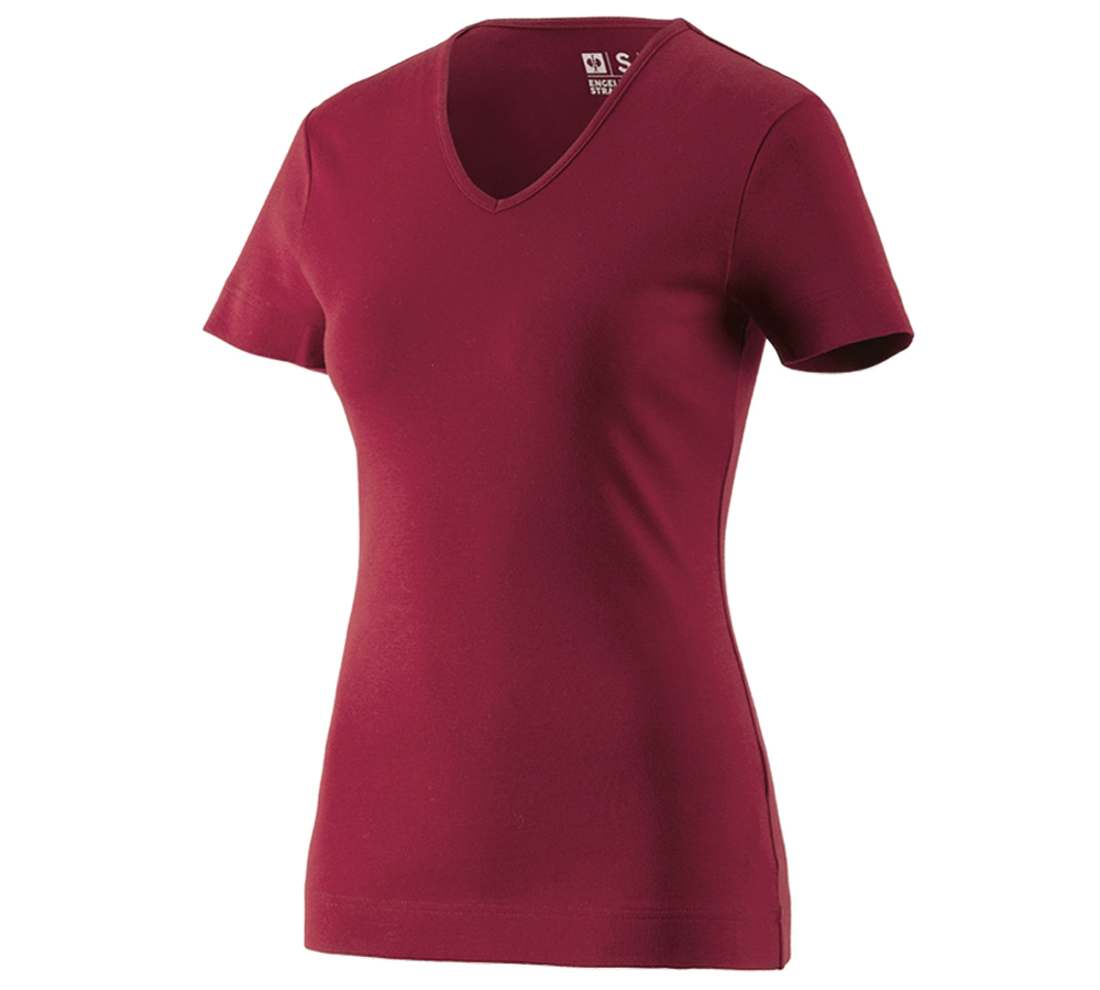 Shirts & Co.: e.s. T-Shirt cotton V-Neck, Damen + bordeaux