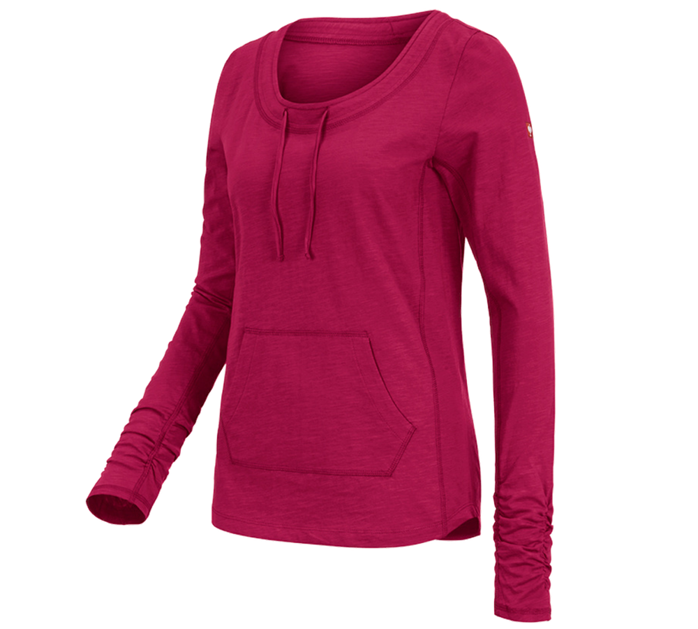 Shirts & Co.: e.s. Longsleeve cotton slub, Damen + beere