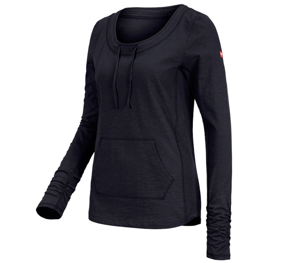 Shirts & Co.: e.s. Longsleeve cotton slub, Damen + dunkelblau