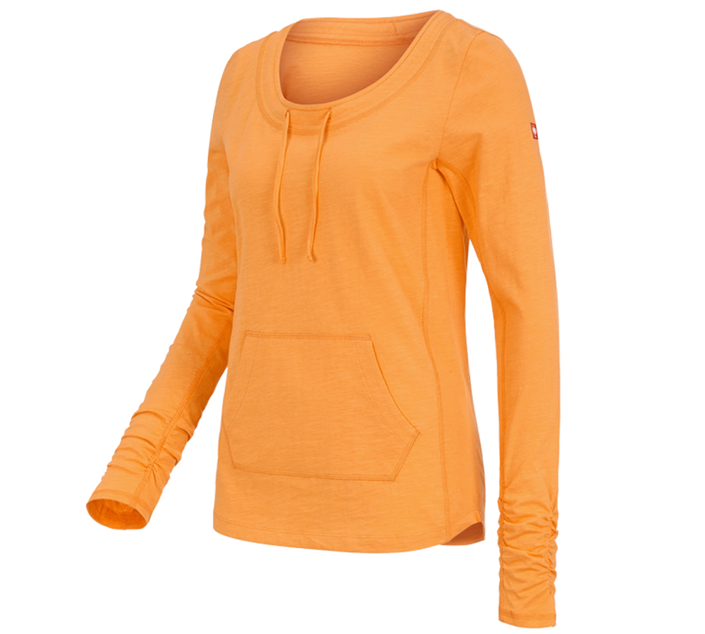 Shirts & Co.: e.s. Longsleeve cotton slub, Damen + hellorange