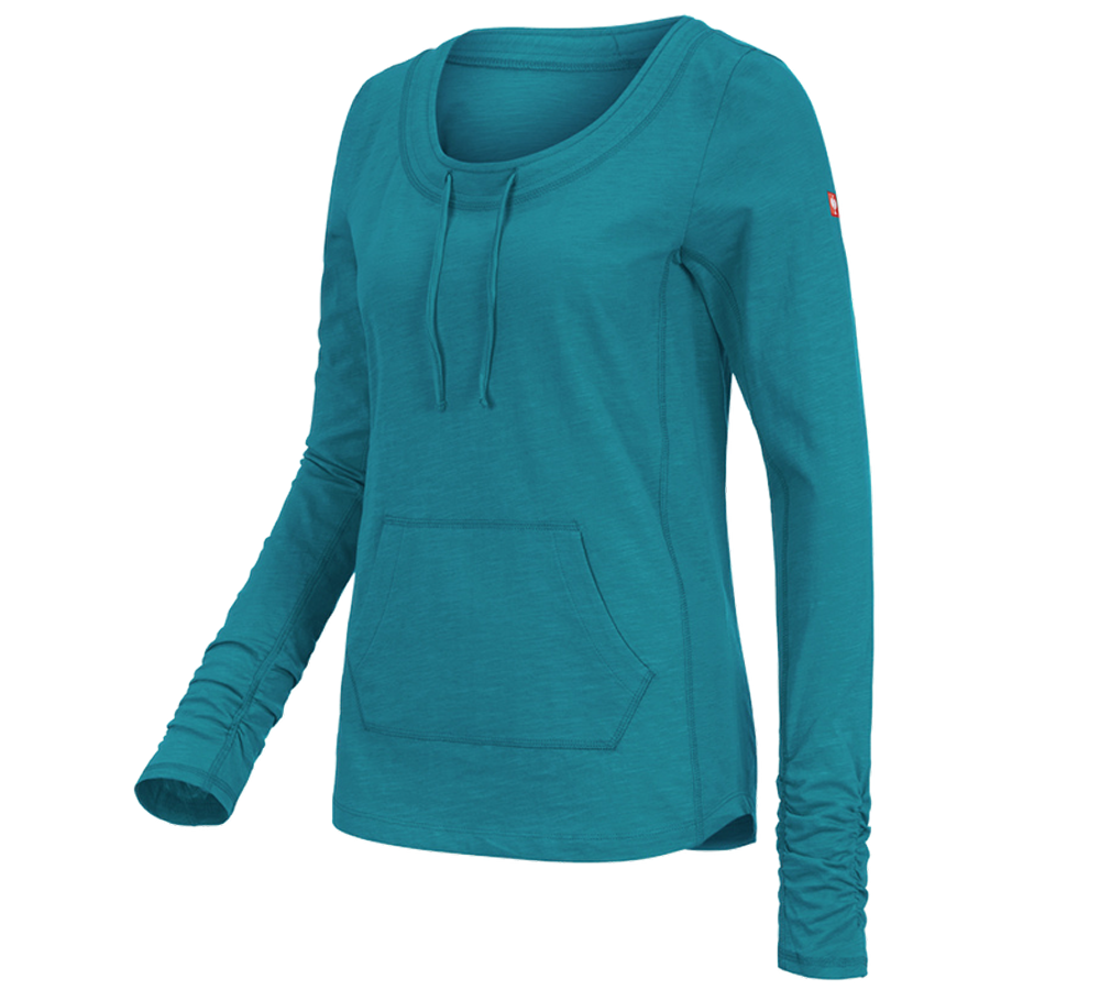 Shirts & Co.: e.s. Longsleeve cotton slub, Damen + ozean