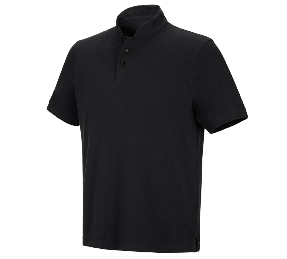 Shirts & Co.: e.s. Polo-Shirt cotton Mandarin + schwarz