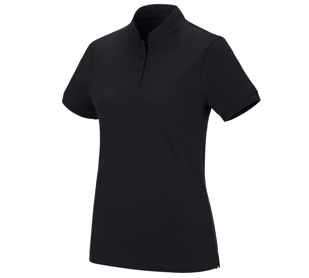 Shirts & Co.: e.s. Polo-Shirt cotton Mandarin, Damen + schwarz