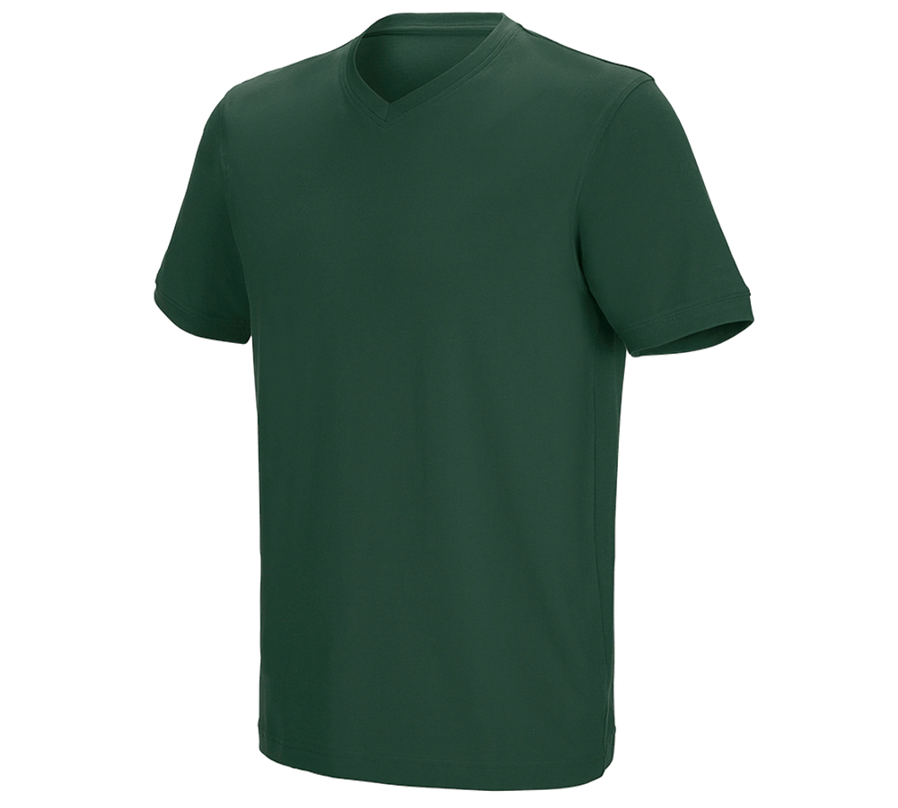 Shirts & Co.: e.s. T-Shirt cotton stretch V-Neck + grün