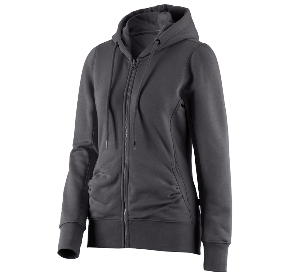 Shirts & Co.: e.s. Hoody-Sweatjacke poly cotton, Damen + anthrazit
