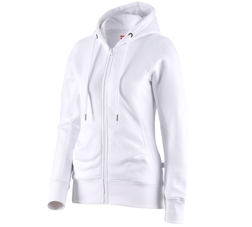 Shirts & Co.: e.s. Hoody-Sweatjacke poly cotton, Damen + weiß