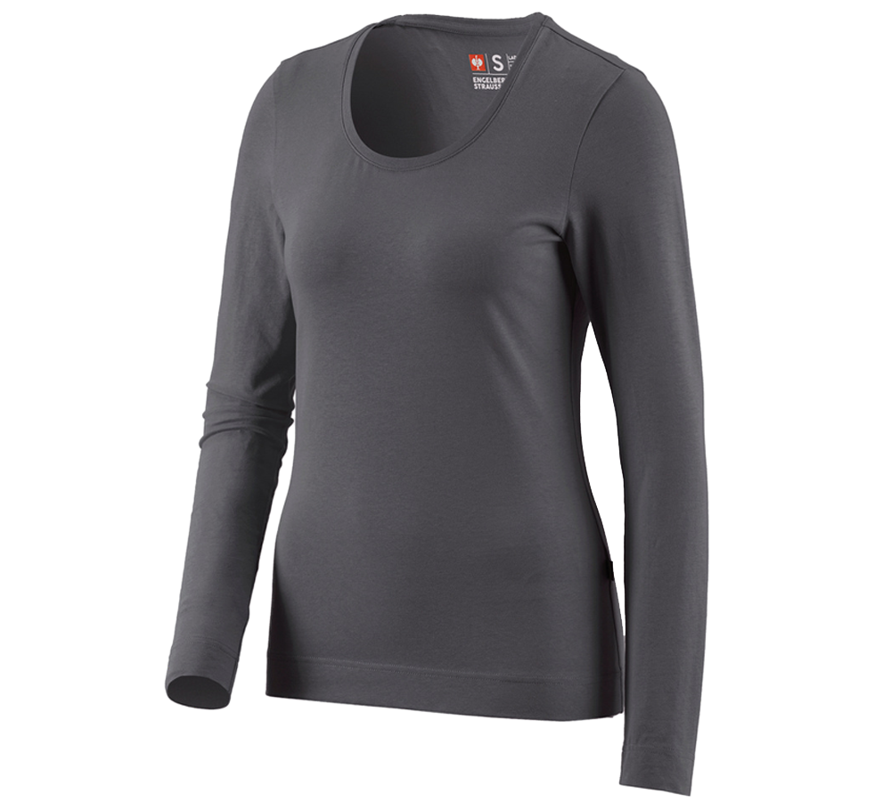 Shirts & Co.: e.s. Longsleeve cotton stretch, Damen + anthrazit